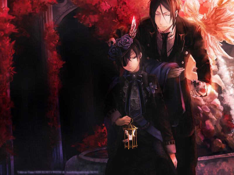 Two Anime Characters — Red, Dramatic, Night, Flowers