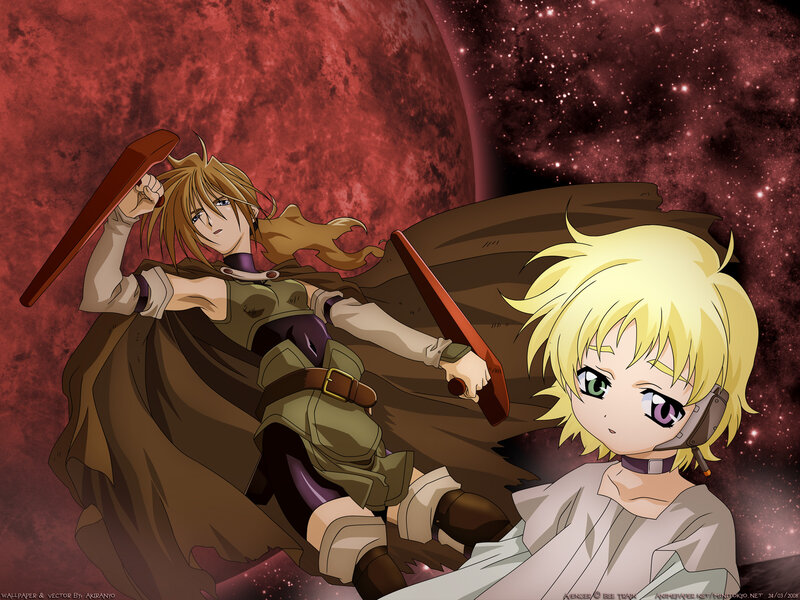 Two Anime Characters — Red, Dramatic, Night, Swords