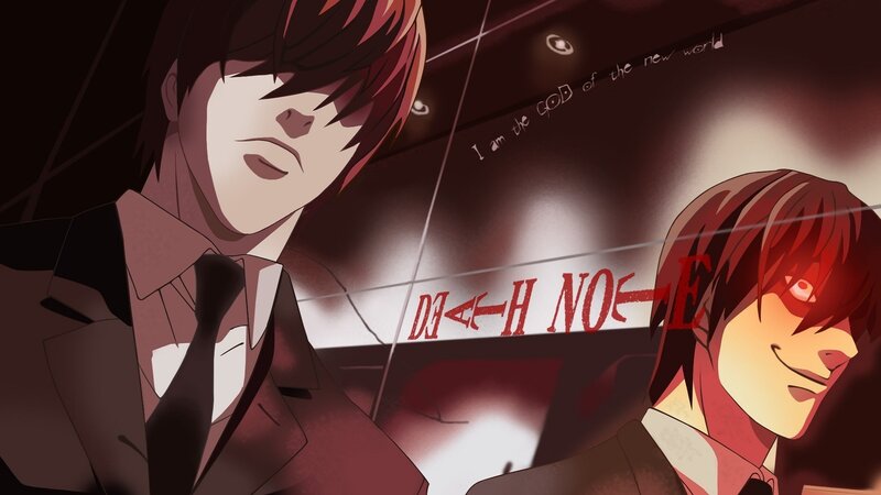 Two Anime Characters — Red, Dramatic, Night, Text, Suits