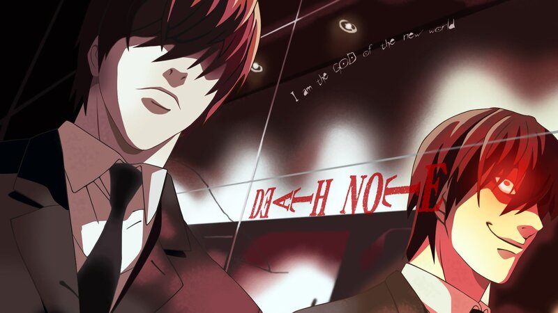 Two Anime Characters — Red, Dramatic, Night, Text