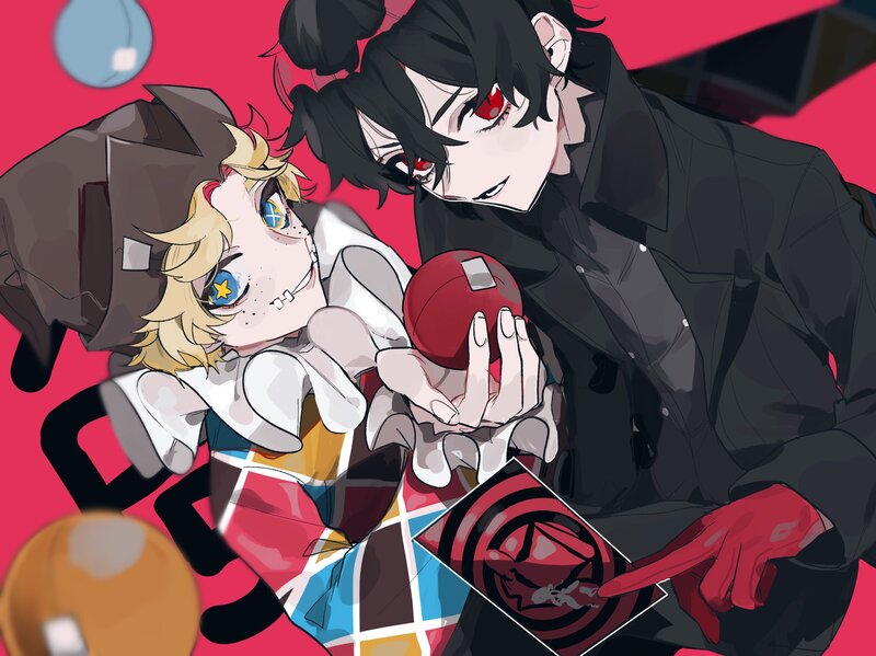 Two Anime Characters — Red, Dramatic, Red Ball