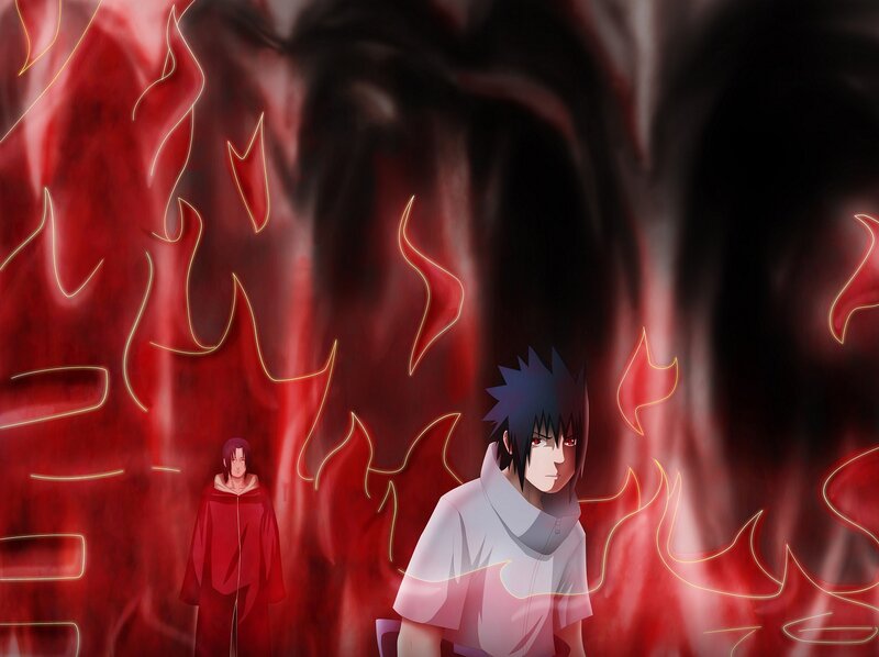 Two Anime Characters — Red, Dramatic, Red Cloak