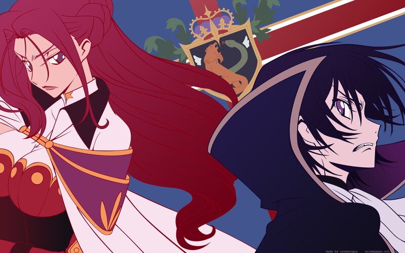 Two Anime Characters — Red, Dramatic, Red Hair, Black Hair