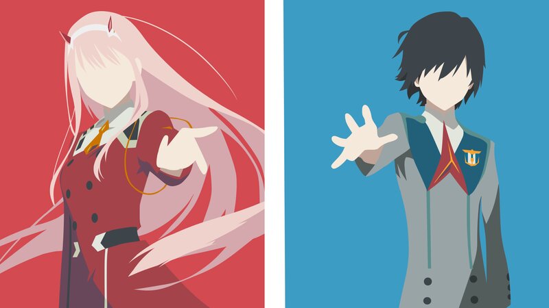 Two Anime Characters — Red, Dramatic, School Uniform, Long Hair
