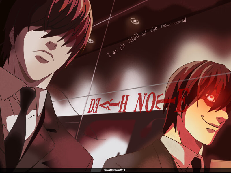 Two Anime Characters — Red, Dramatic, Suits, Text