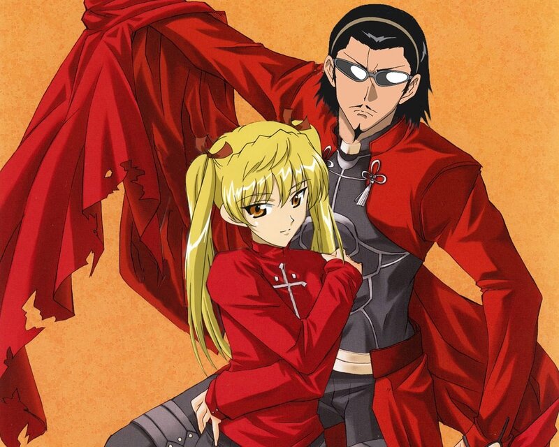 Two Anime Characters — Red, Dramatic, Sunglasses