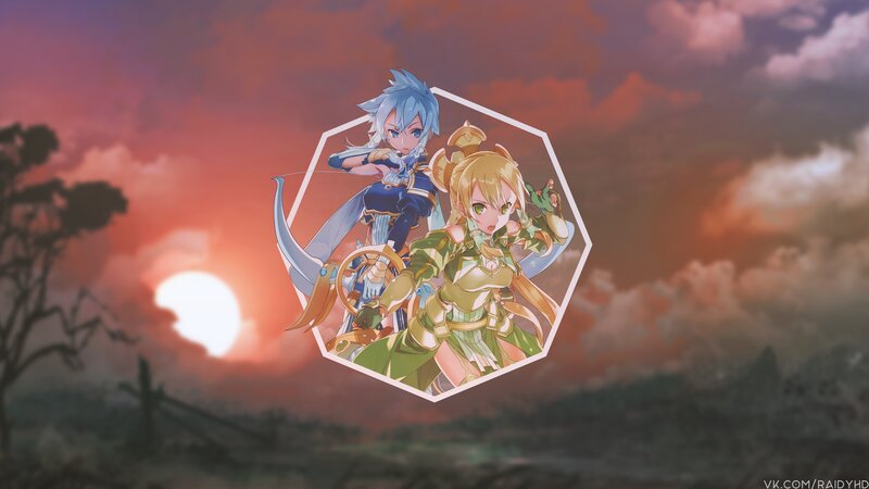 Two Anime Characters — Red, Dramatic, Sunset, Sky