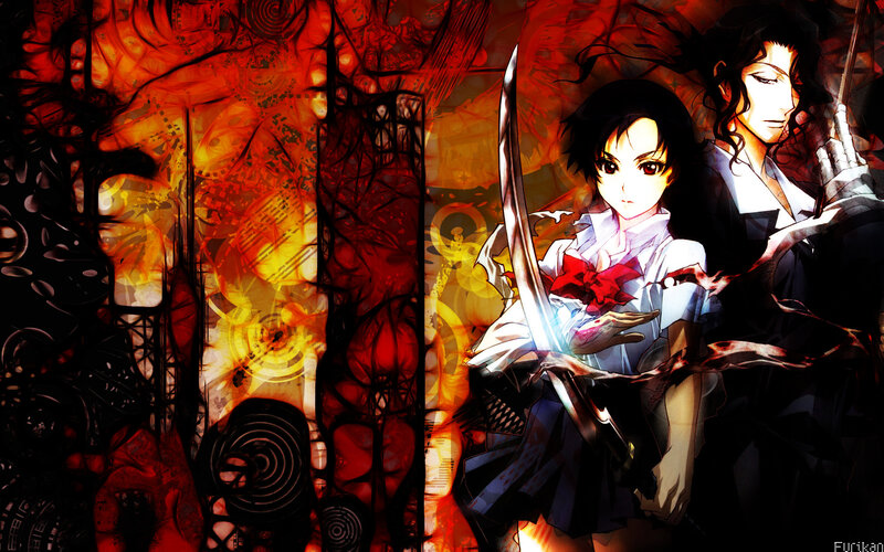 Two Anime Characters — Red, Dramatic, Sword