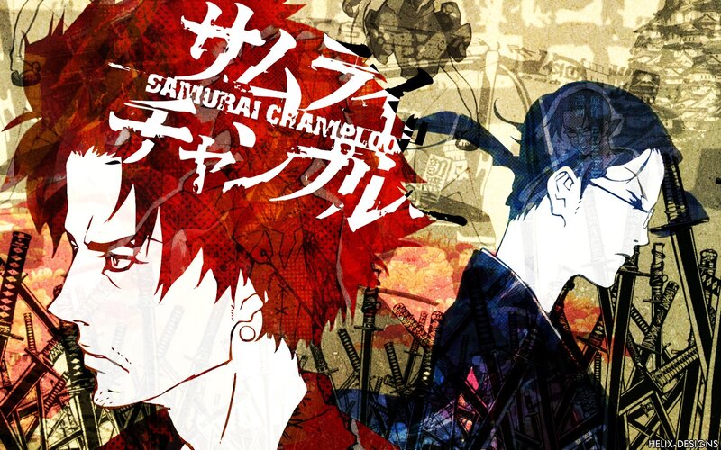 Two Anime Characters — Red, Dramatic, Swords, Japanese Architecture