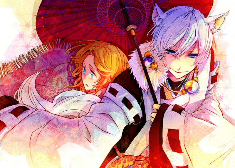 Two Anime Characters — Red, Dramatic, Umbrella