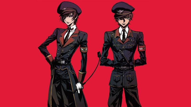 Two Anime Characters — Red, Dramatic, Uniforms