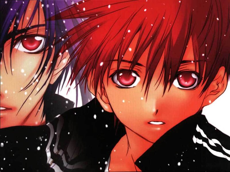Two Anime Characters — Red, Dramatic, Winter