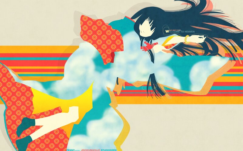 Two Anime Characters — Red, Dreamy, Digital Art, Clouds