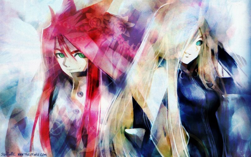 Two Anime Characters — Red, Dreamy, Digital Art