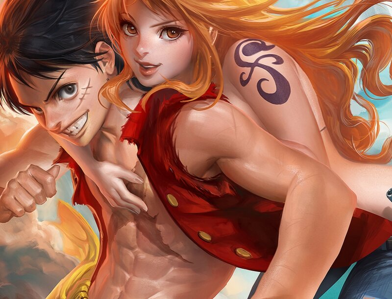 Two Anime Characters — Red, Dynamic, Digital Art