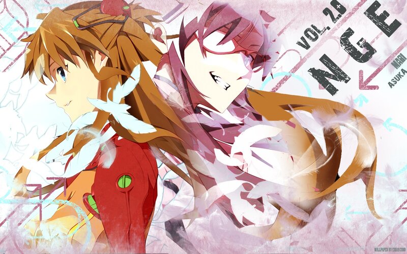 Two Anime Characters — Red, Dynamic, Feathers