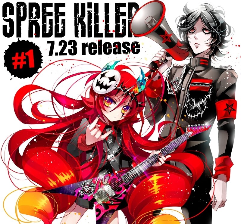 Two Anime Characters — Red, Energetic, Guitar