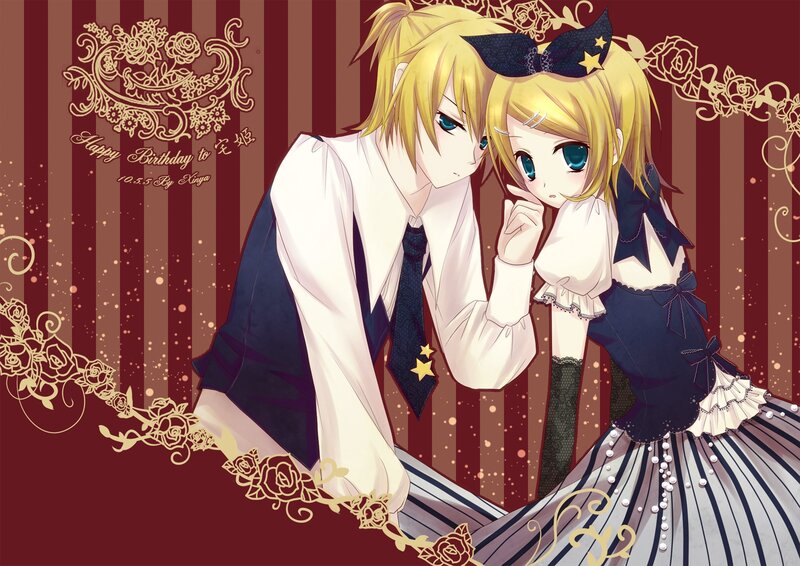 Two Anime Characters — Red, Festive, Birthday Card
