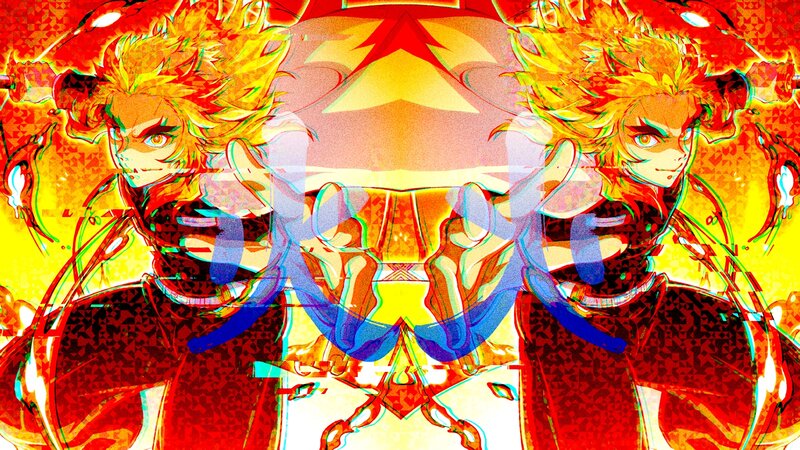 Two Anime Characters — Red, Intense, Dramatic