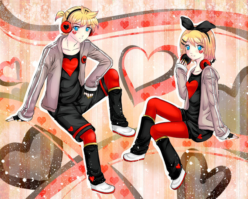 Two Anime Characters — Red, Playful, Digital Art