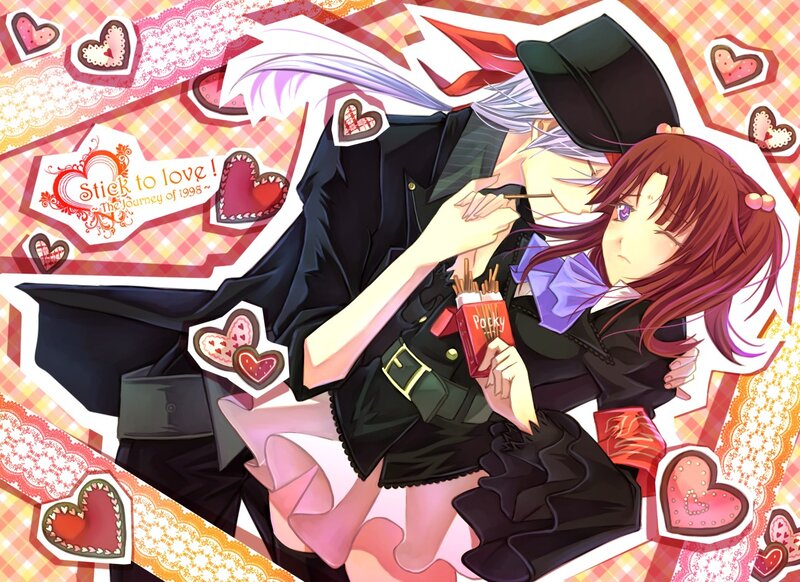 Two Anime Characters — Red, Romantic, Hearts