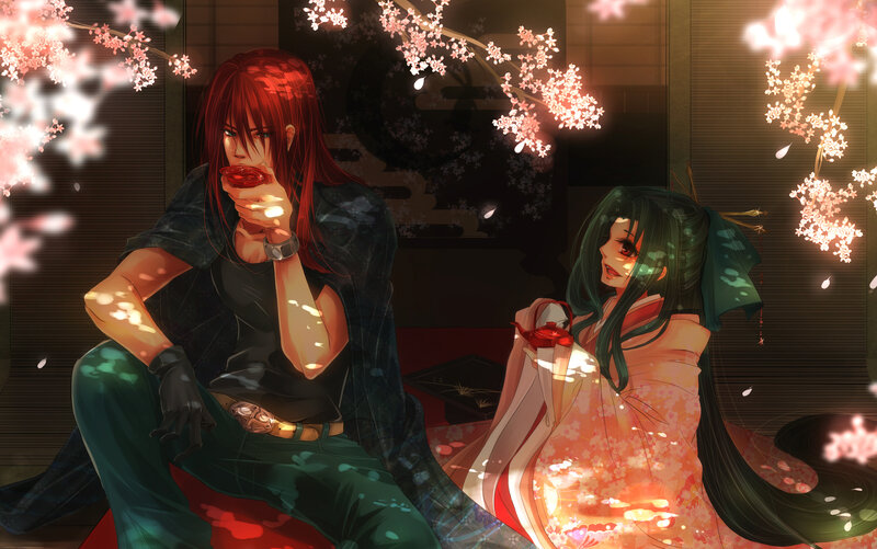 Two Anime Characters — Red, Serene, Spring