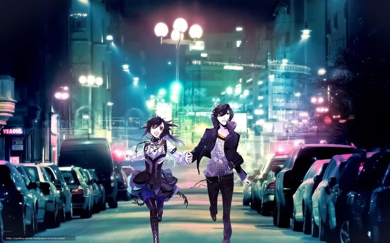 Two Anime Characters Running — Blue, Nocturnal