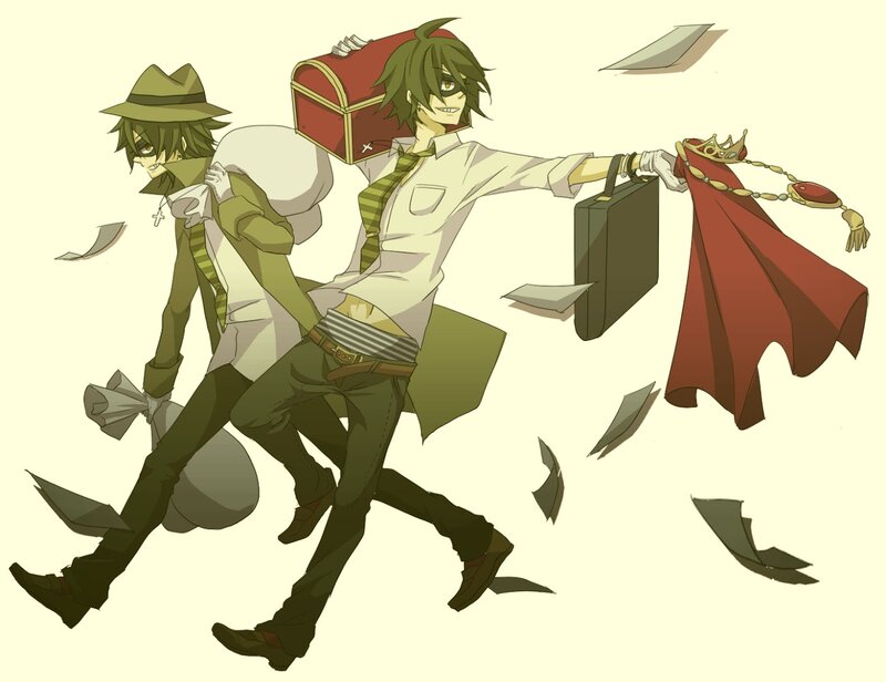 Two Anime Characters Running — Green