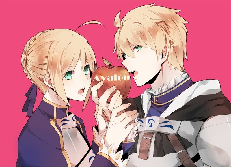 Two Anime Characters Sharing an Apple