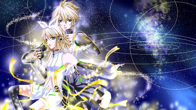 Two Anime Characters Singing — Blue