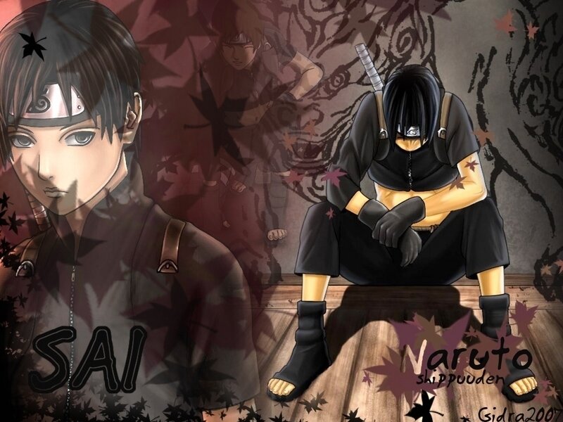 Two Anime Characters Sitting — Black