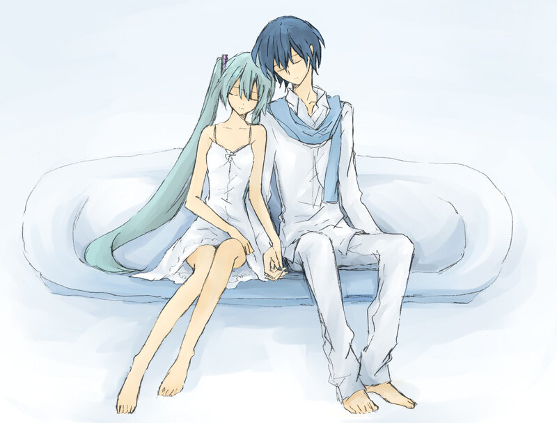 Two Anime Characters Sitting — Blue, Calm, Couch