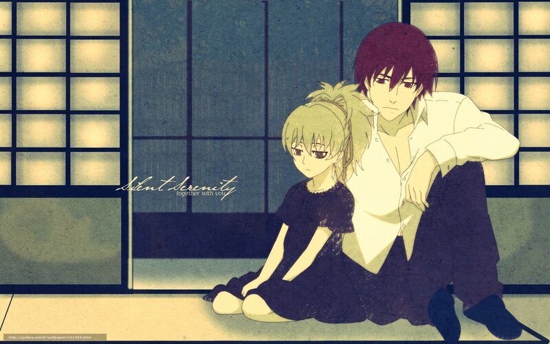 Two Anime Characters Sitting — Blue, Calm, Night