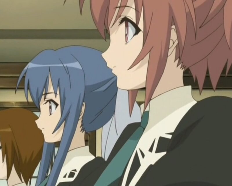 Two Anime Characters Sitting — Blue, Calm, School Uniform
