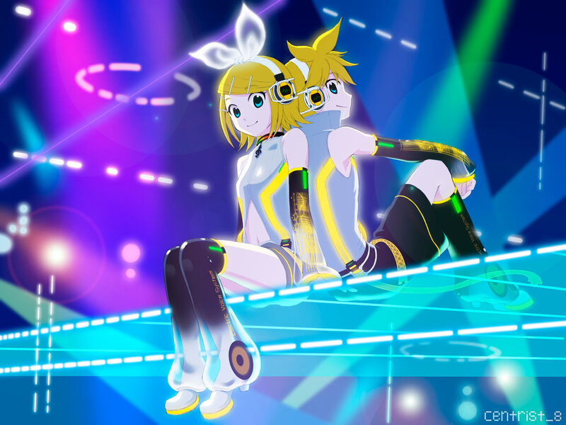 Two Anime Characters Sitting — Blue, Energetic
