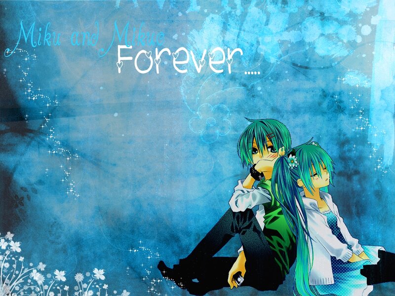 Two Anime Characters Sitting — Blue