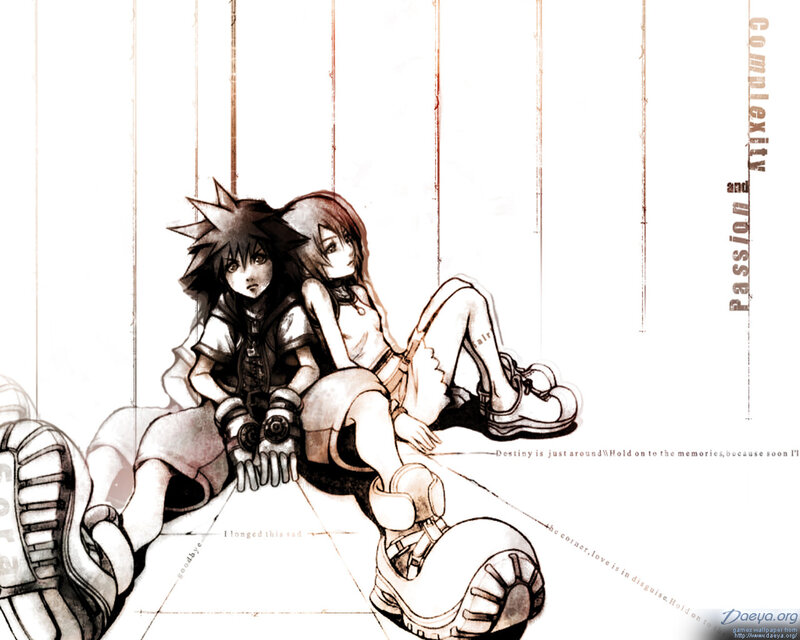 Two Anime Characters Sitting — Brown, Melancholic