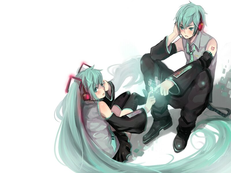 Two Anime Characters Sitting — Cyan, Calm