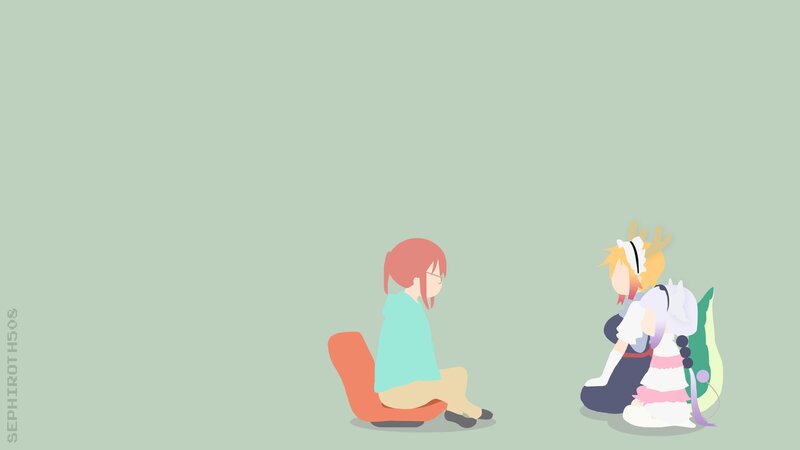 Two Anime Characters Sitting — Green, Calm, Chair
