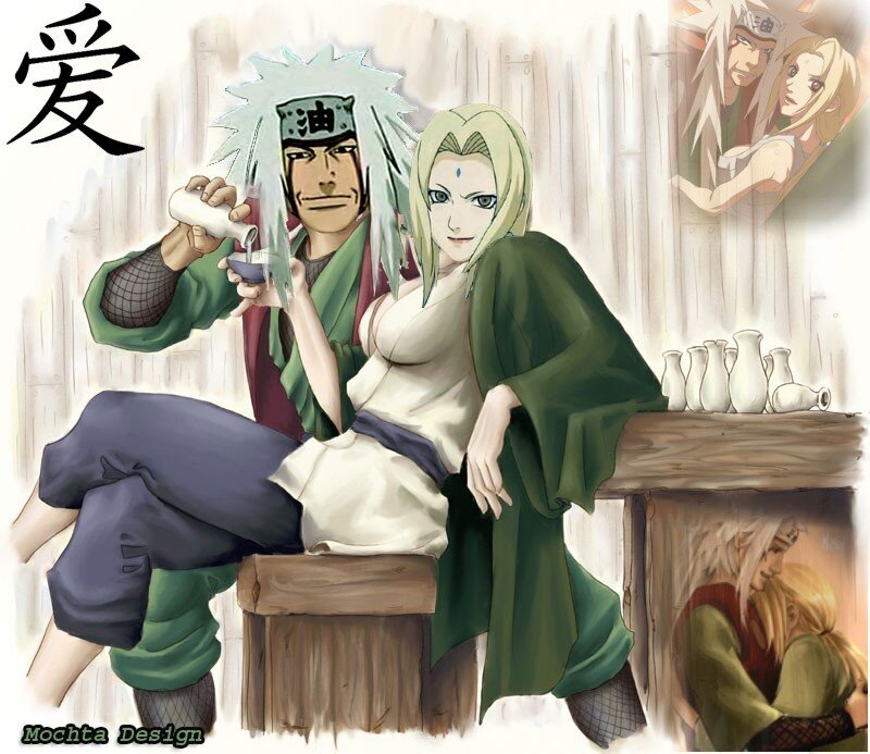 Two Anime Characters Sitting — Green