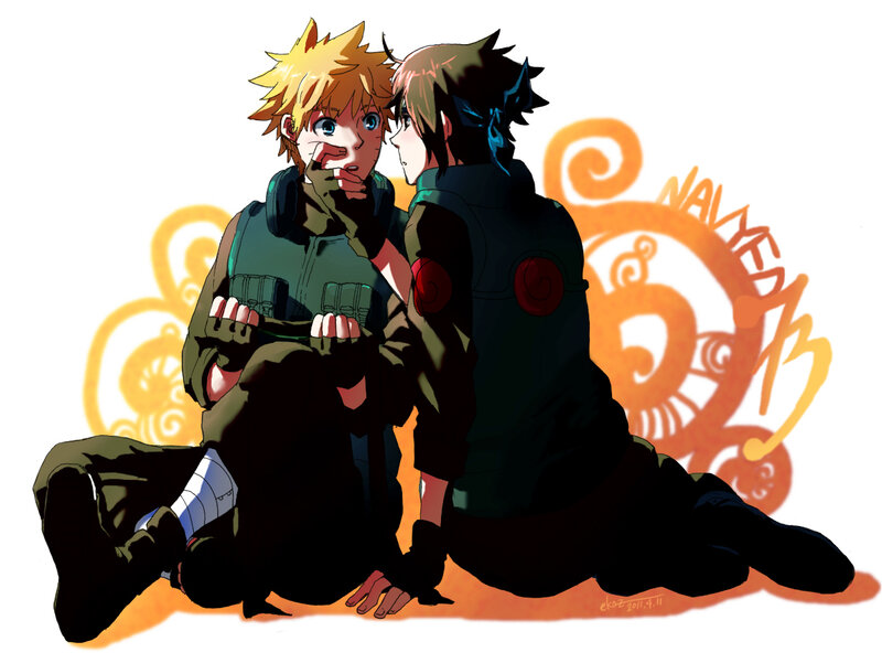 Two Anime Characters Sitting — Orange, Intimate