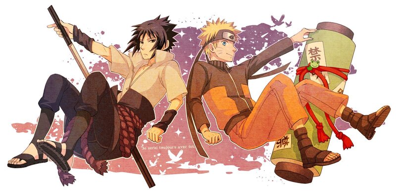 Two Anime Characters Sitting — Orange, Relaxed