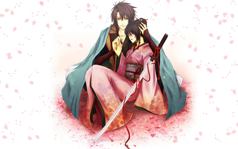 Two Anime Characters Sitting — Pink