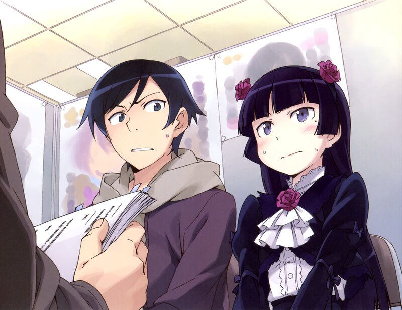 Two Anime Characters Sitting — Purple, Calm, Paper