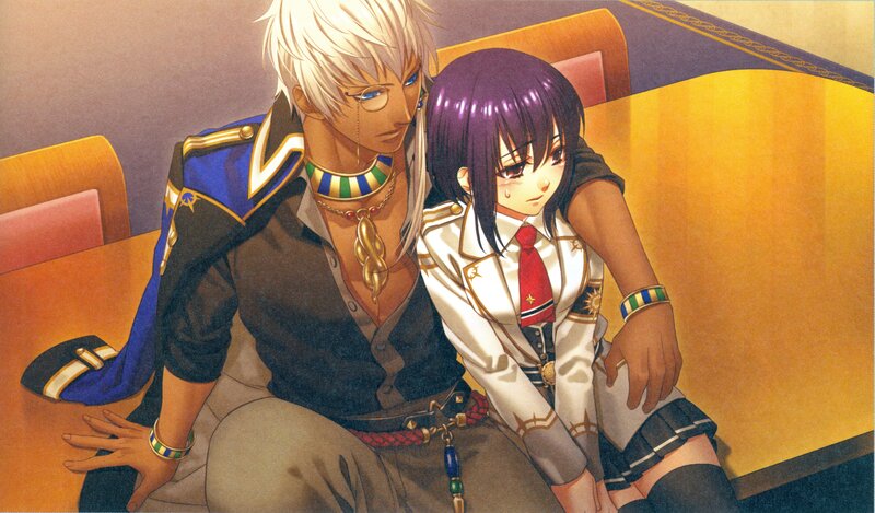Two Anime Characters Sitting — Purple, Dramatic, Manga