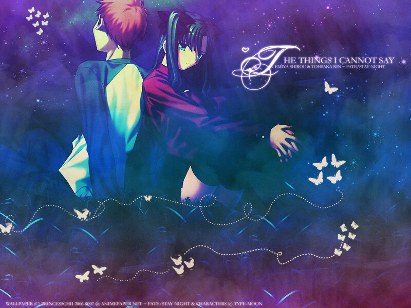 Two Anime Characters Sitting — Purple, Dreamy