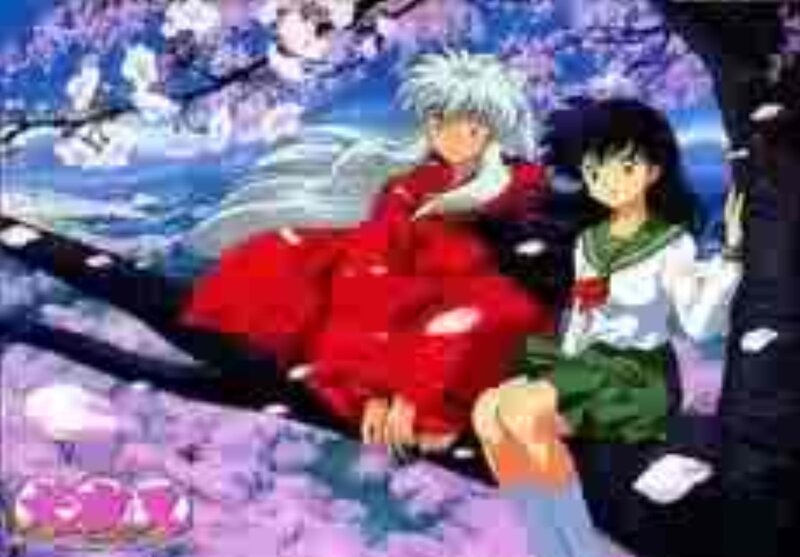 Two Anime Characters Sitting — Purple