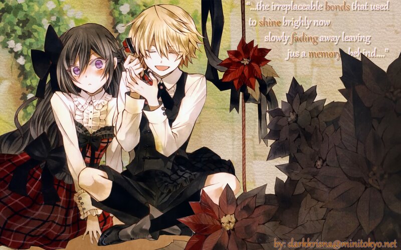 Two Anime Characters Sitting — Red, Melancholic