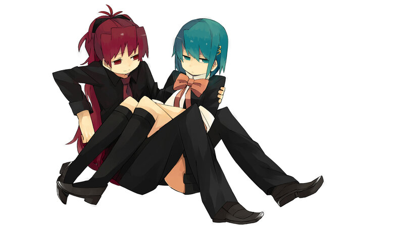 two anime characters sitting together