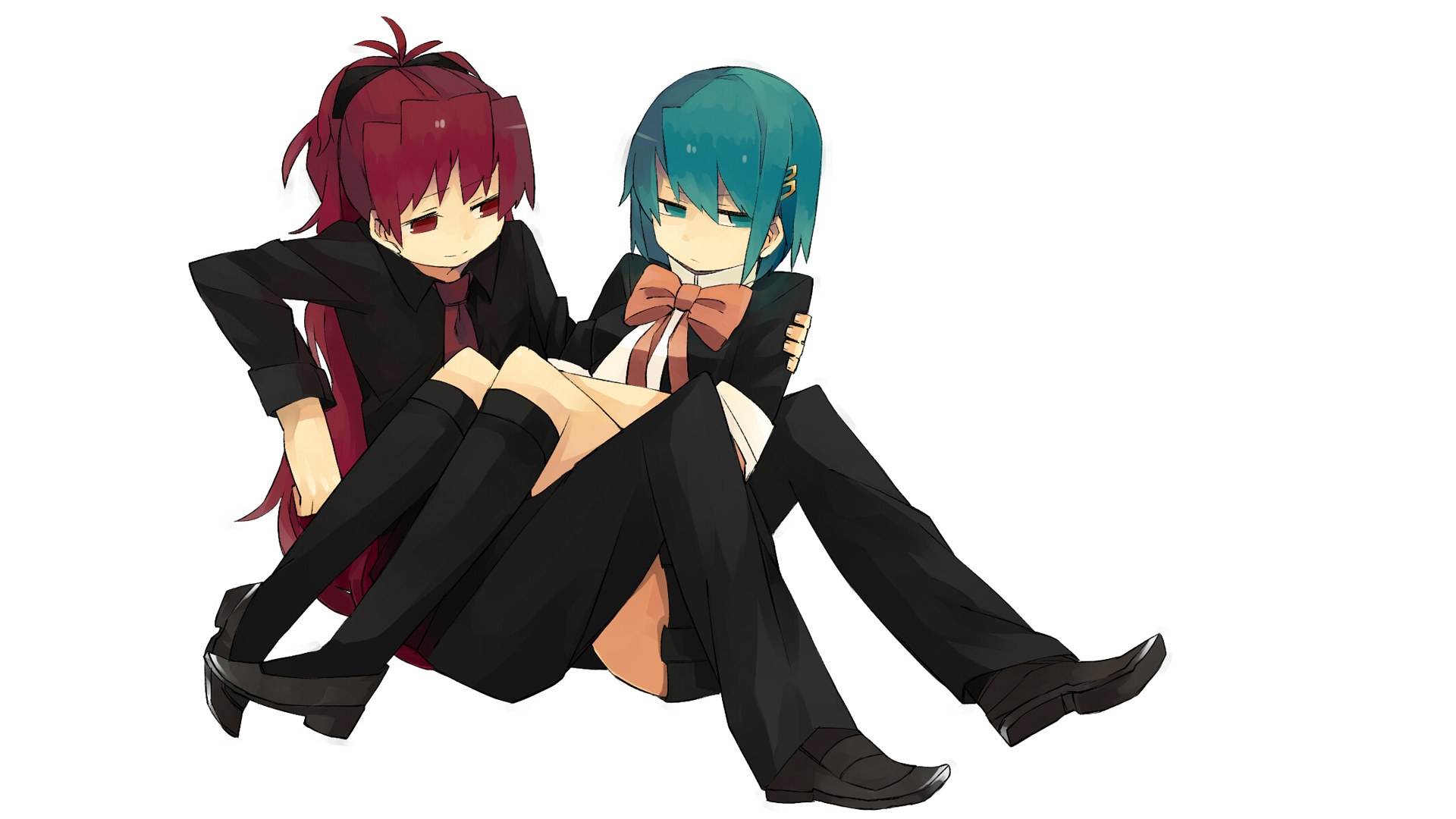 two anime characters sitting together
